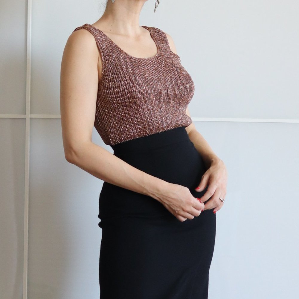 Vintage Rose Gold Knit Tank Top by Suzelle - Picture 6 of 7